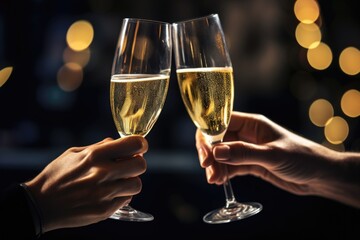 a toast with two glasses of champagne clinking