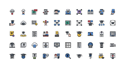 online learning icon set