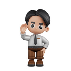 3d Character Businessman Greeting Pose. 3d render isolated on transparent backdrop.