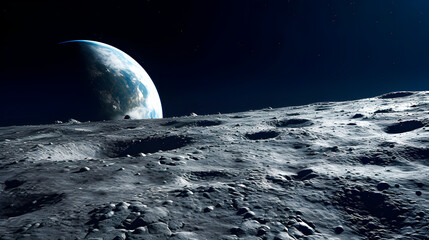 View of the earth from the surface of the moon