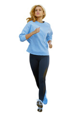 Woman runner isolated on white background. Dynamic movement.