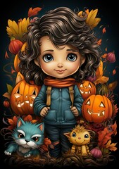 Halloween Magic: A Spooky yet Charming Doll Witch in Autumn