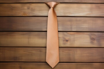 plain business tie hanged up against a wooden texture