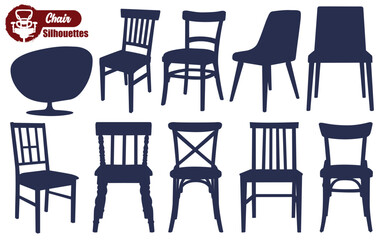 Office or Gaming Chair and Wooden Chair Silhouettes Vector