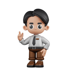 3d Character Businessman Giving Advise Pose. 3d render isolated on transparent backdrop.