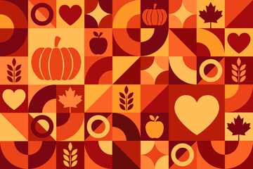 Happy Thanksgiving Day. Seamless geometric pattern. Template for background, banner, card, poster. Vector EPS10 illustration.