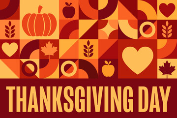 Happy Thanksgiving Day. Holiday concept. Template for background, banner, card, poster with text inscription. Vector EPS10 illustration.