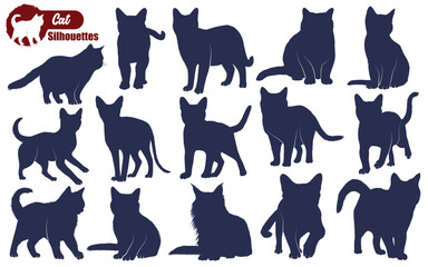 Animal Walking Cat Silhouettes Vector