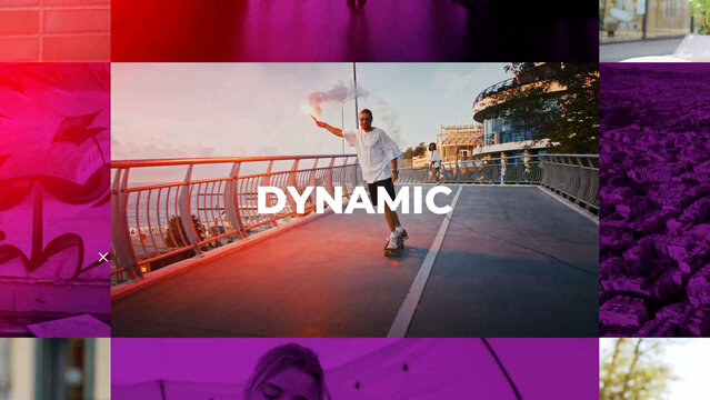 Trendy Dynamic Media Opener Slideshow Template contains 46 placeholders, 28 editable text layers, and 1 logo placeholder. Available in 4K resolution.