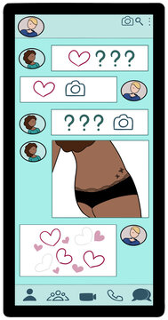 Chat conversation on a smartphone of people who are engaged in sexting