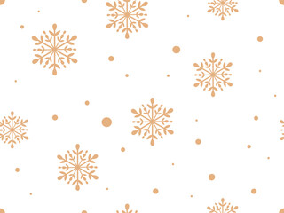Fototapeta premium Seamless pattern with gold snowflakes on white background vector illustration.