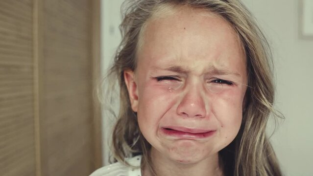 Child little girl cry tears children toddler face stress violence home victims physical abuse mental health social problems protect kid parenting suffers from nervous breakdown, sad emotions pain