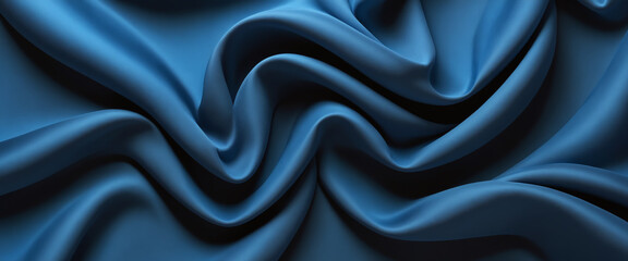 Abstract background of blue crumpled fabric. Cloth with folds. Colorful illustration. Generative AI