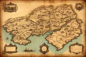 Obraz premium old style map. old town map . Created using generative AI tools