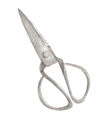 Watercolor painting of scissors.