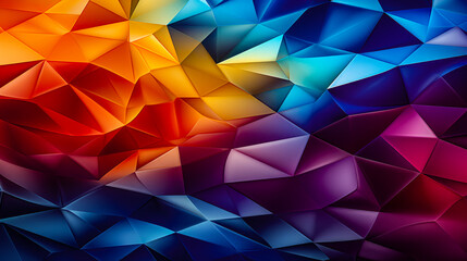 Fototapeta premium Abstract colorful polygonal background texture. Low poly bright multicolored wall. Vibrant multicolor low polygon mesh wallpaper concept. House decoration origami style. 3d rendering, 3d illustration.