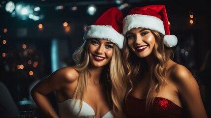 Christmas Party Girls celebrating in red