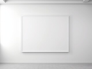 3D render blank white gallery wall frame mockup generative ai - obrazy, fototapety, plakaty