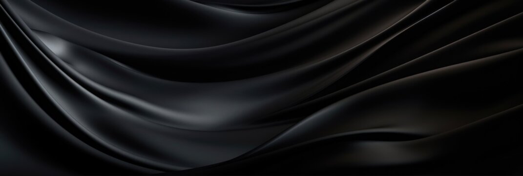 Black Velvet Background. Silky Luxury Cloth Wave on Elegant Wallpaper Design. Red Liquid Drapes and Soft Folds of Grunge Silk Texture.