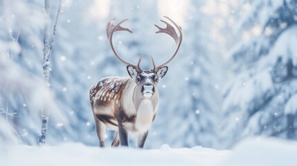 Reindeer in snowy landscape