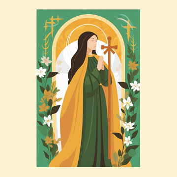 Saint Brigid's Day. Illustration in flat style.