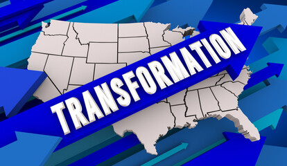 Transformation USA United States America Map Demographic Change Increase 3d Illustration