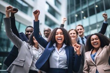 Photo of A business team celebrating the realization of their goals
