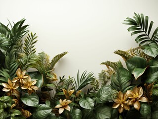 Fototapeta premium Exotic Tropical Leaves Background with Copy Space in The Center