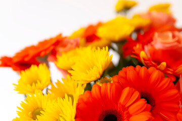 Bouquet of beautiful bright flowers. Floral composition.