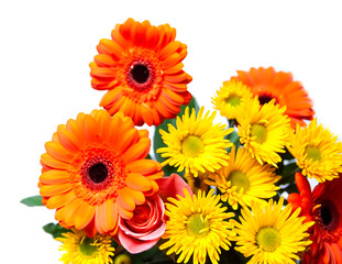 Bouquet of beautiful bright flowers. Floral composition.