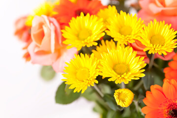 Bouquet of beautiful bright flowers. Floral composition.