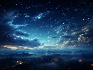 Starry Blue Night Sky. Universe Filled with Stars