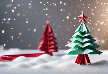 Fototapeta na wymiar origami abstract Christmas tree 
