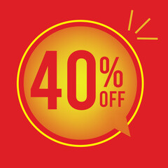 40% OFF, Super Discount. Discount Promotion Special Offer, 40% Discount, special offer. Red balloon banner template
