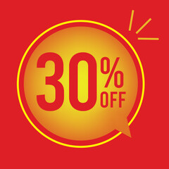 30% OFF, Super Discount. Discount Promotion Special Offer, 30% Discount, special offer. Red balloon banner template
