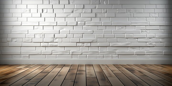 White Brick Wall Texture Background. Room Interior with White Brick Wall