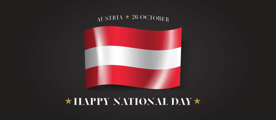 Austria happy national day greeting card, banner with template text vector illustration