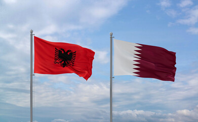 Qatar and Albania flags, country relationship concept