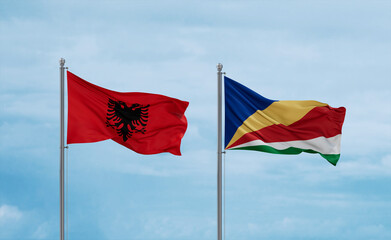 Seychelles and Albania flags, country relationship concept
