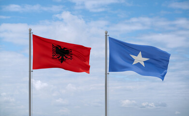 Somalia and Albania flags, country relationship concept