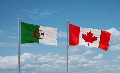 Canada and Algeria flags, country relationship concept