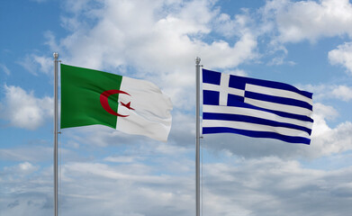 Greece and Algeria flags, country relationship concept