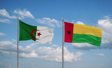 Guinea-Bissau and Algeria flags, country relationship concept