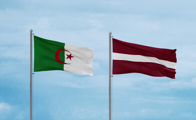 Latvia and Algeria flags, country relationship concept