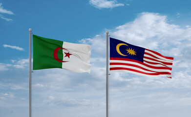 Malaysia and Algeria flags, country relationship concept