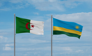 Rwanda and Algeria flags, country relationship concept