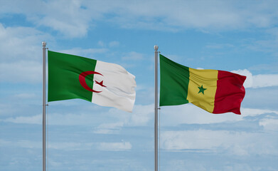 Senegal and Algeria flags, country relationship concept