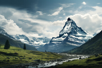 Panoramic views of the majestic Matterhorn mountain