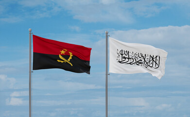 Angola and Afghanistan national flags, country relationship concept