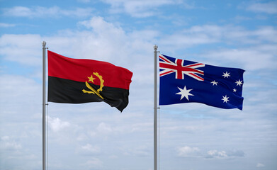 Australia and Angola flags, country relationship concept